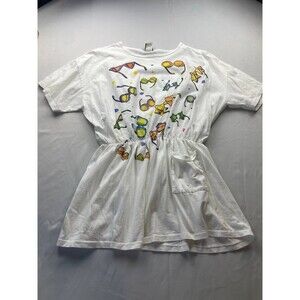 Wear Abouts‎ Swim Cover-Up Womens One Size White Sunglasses Print Short Sleeve